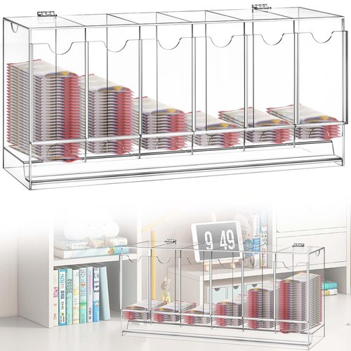 6 Slot Clear Booster Pack Dispenser, Business Card Dispenser, Acrylic UV Protection Card Pack Dispenser & Collector Booster Box Case Compatible With Sports Card Packs & Trading Card Tabletop Display