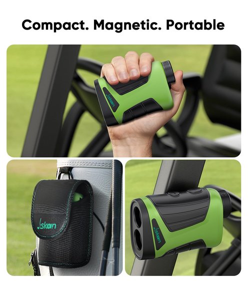Jiskan Pro Laser Golf Rangefinder with Slope Magnetic 1200 Yards 7X Magnification Flag Pole Locking Rechargeable Range Finder Golf Accessories Gifts for Men