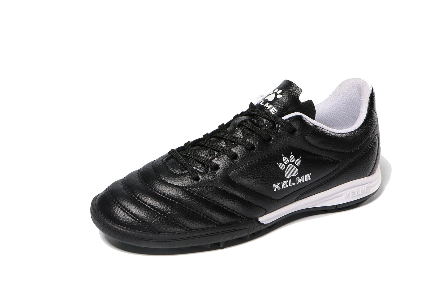 KELME Kids Indoor Soccer Shoes, Youth Futsal Turf Cleats, Boys Girls Football Baseball Softball Sneaker, Black, Size 1.5 Little Kid