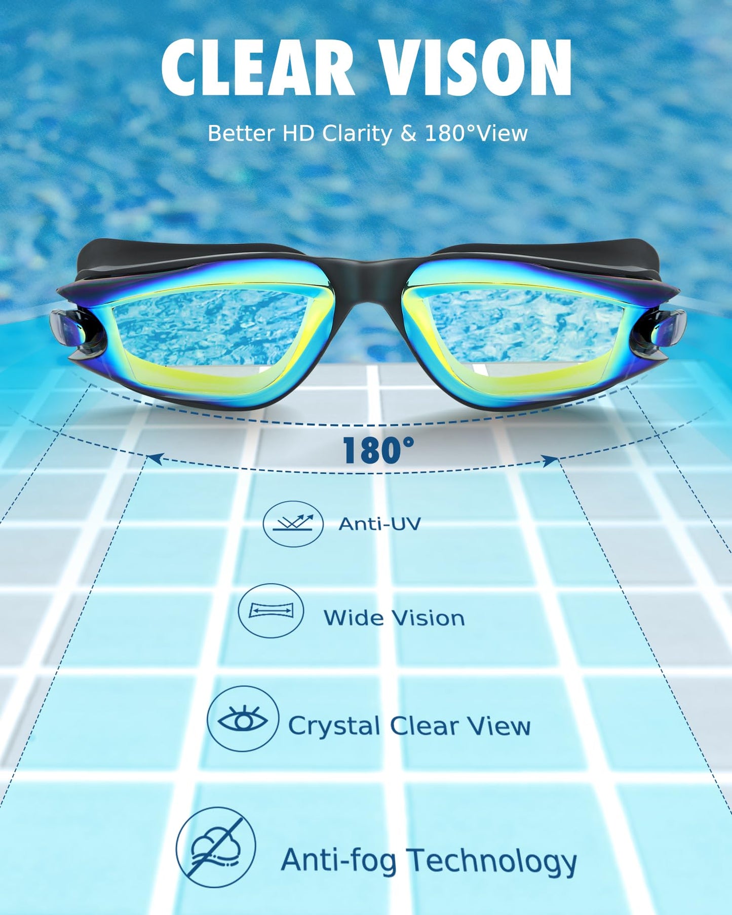 Aegend Kids Swim Goggles, Pack of 2 Swimming Goggles for Children Boys & Girls Age 3-14