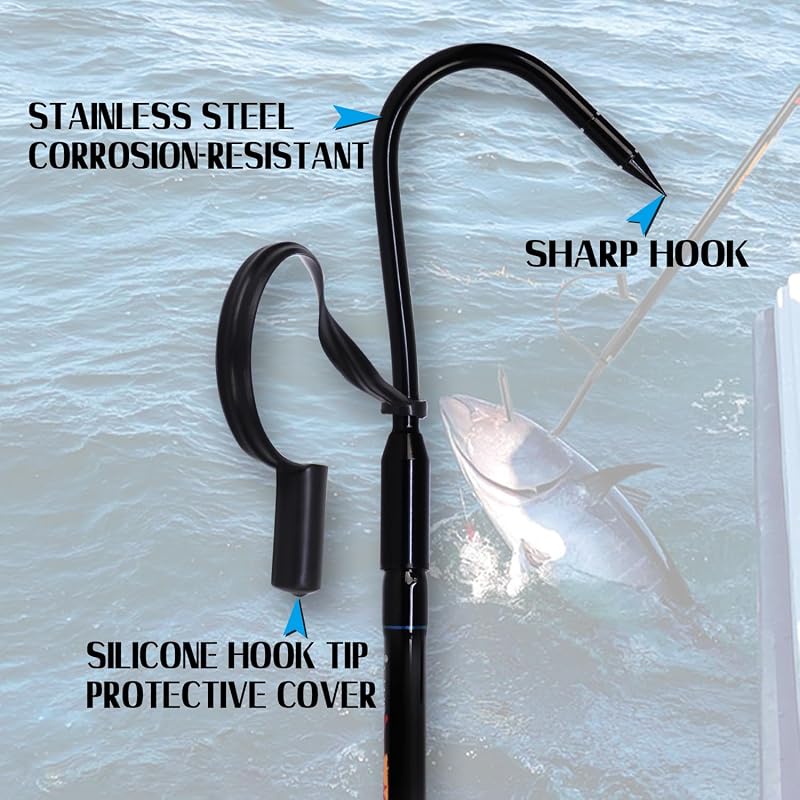 Fiblink 5' Fiberglass Gaff with Stainless Steel Hook | Non-Slip Grip, Saltwater Offshore