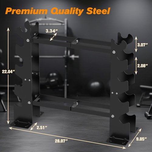 DERACY Dumbbell Rack Stand Only, 5 Tier Black Dumbbell Stand for Home Gym, Heavy Duty Steel Weight Rack Holds 8-30LB Pairs, 450LBS Capacity Free Weight Storage Organizer for Strength Training Equipment
