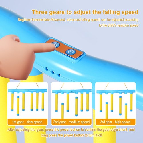 Sunbuti Reflex Game Falling Sticks, Reflex Stick Game, Reaction Time Training, Hand Eye Coordination Training, Upgrade 3 Adjustable Speed Drop Stick Test Game for Adults with Remote Control (Blue-a)