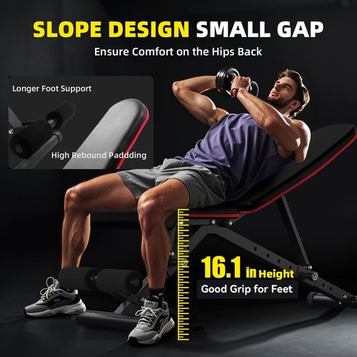 900LB Weight Bench, Adjustable Strength Training Bench for Full Body Workout with Fast Folding, for Garage and Home Gym Workouts, Weight Lifting, and Bench Press