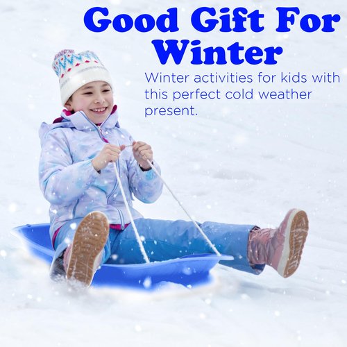 Slippery Racer Downhill Sprinter Flexible Kids Toddler Plastic Toboggan Snow Sled with Pull Rope for 1 Adult or Kid Rider, Red and Blue (2 Pack)