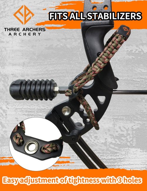 THREE ARCHERS Archery Bow Wrist Sling Adjustable Wrist Strap Loop Compound Bow Stabilizer & Hand Loop Carrier Hunting &Targeting Accessories