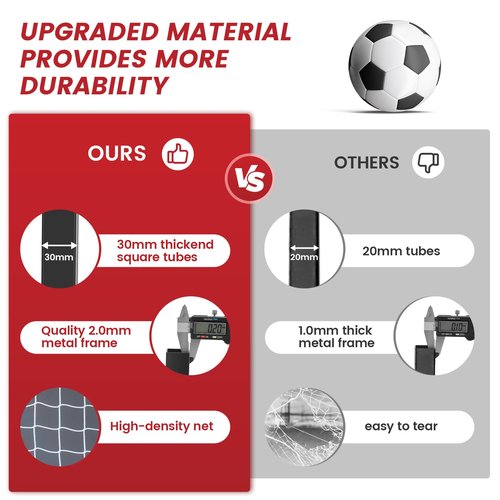 Bearwill Soccer Goal, 12X6FT Soccer Net Easy Setup, Portable Soccer Goals for Backyard with Upgraded Collapsible Metal Base, Outdoor Indoor Soccer Goal Net for Practice with Carry Bag