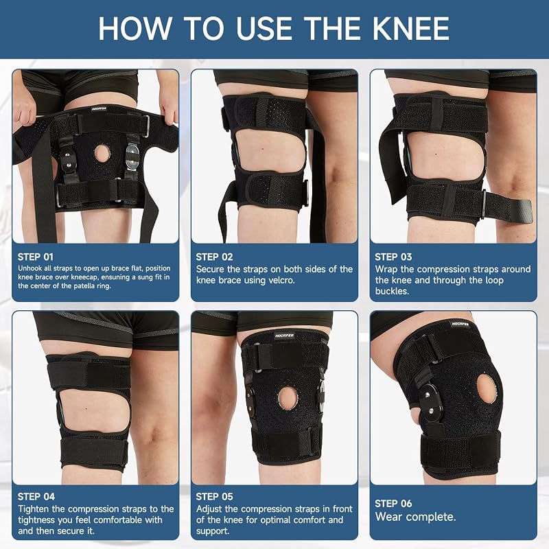 Plus Size Knee Brace XL-8XL-3XL-4XL Black - Adjustable Compression Supports for ACL & Arthritis