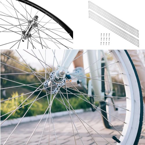 Meuey Lyot 260mm/10.2 Inch Stainless Steel Spokes Mountain Bike/Road Bike Steel 14G Spokes Silver with 14mm Spoke Caps -12PCS