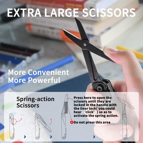 ROCKTOL Multitool Gen-R Lite, Retro Black EDC Pocket Knife VG10 Blade, Compact 15-in-1 Multi-tool with Screwdriver, Large Scissors, Glass Breaker, Leather Sheath, Lightweight for Hiking, Camping
