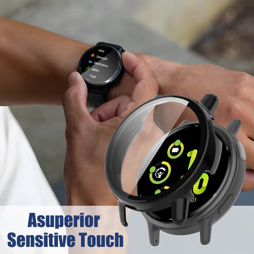 Kimiyaki for Garmin vivoactive 5 Screen Protector Case [Full Coverage], Hard PC Bumper All-Around Protective Accessories for Garmin vivoactive 5 Built-in Tempered Glass Film