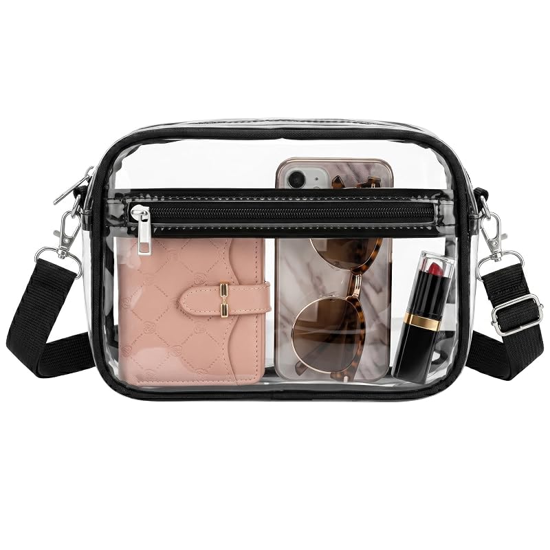 Black Clear Stadium Waist Bag - Transparent Crossbody Purse, Waterproof PVC