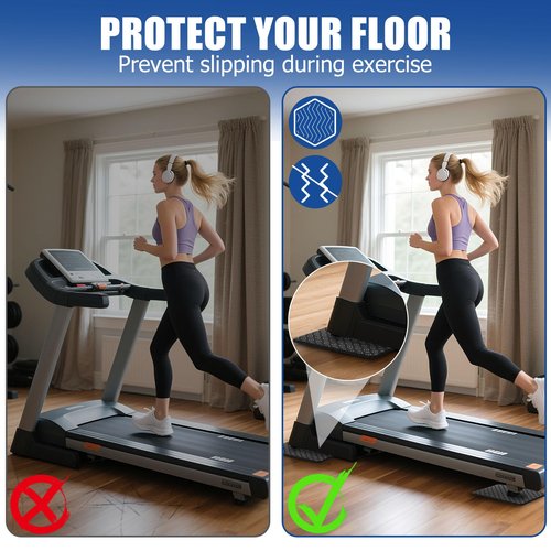 TOBWOLF 6PCS Double-Sided Non-Slip Treadmill Mat Pad, 4.7" X 3.1" Walking Pad Mat for Floor Protection, High Density Silicone Exercise Equipment Mats for Elliptical Machine, Exercise Bike
