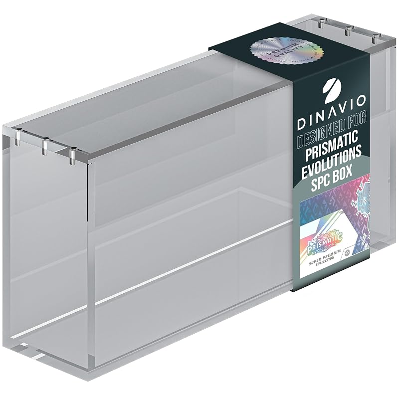 Prismatic Evolutions Acrylic Display Case 14.4 x 3.4 x 6.9 in with 8mm+5mm Thick, Magnetic Lid