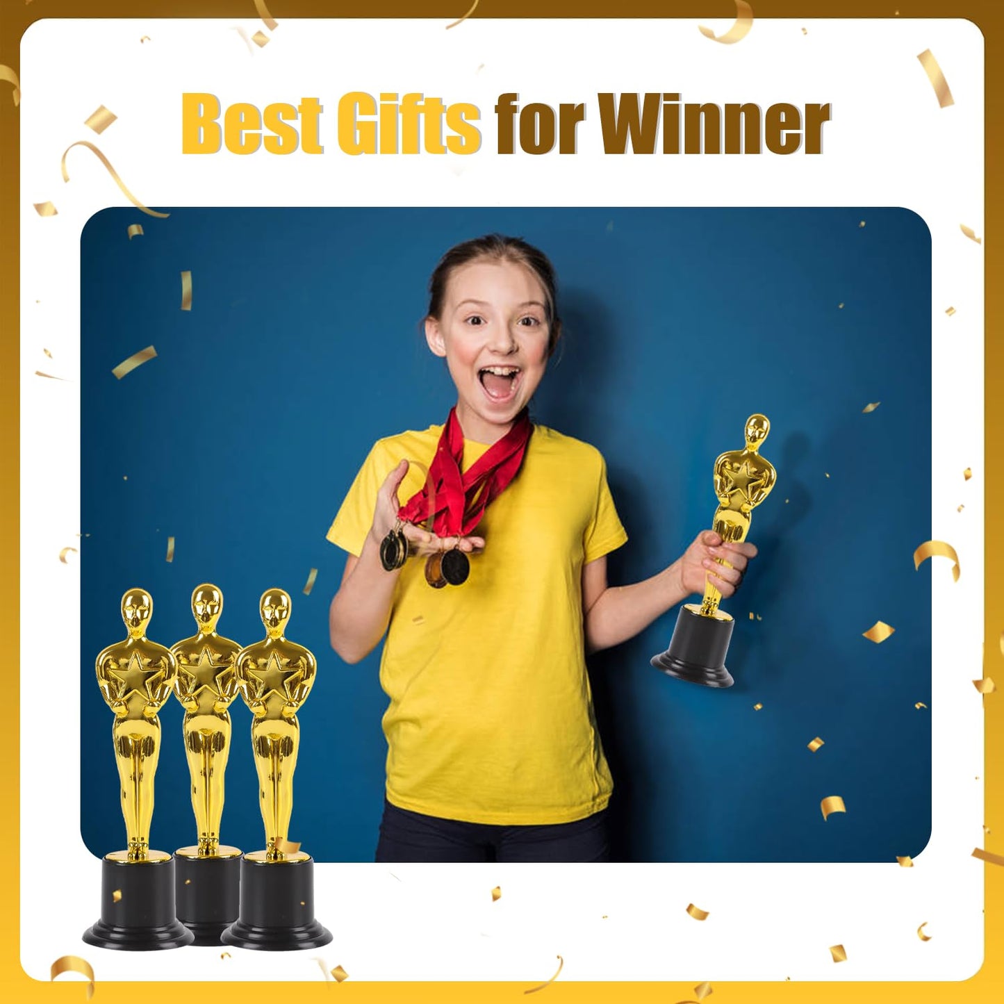 LOKIPA 12 Pack Gold Award Trophy, 6 Inch Award Statues Gold Award Statues for School Award, Game Prize, Party Prize and Appreciation Gift