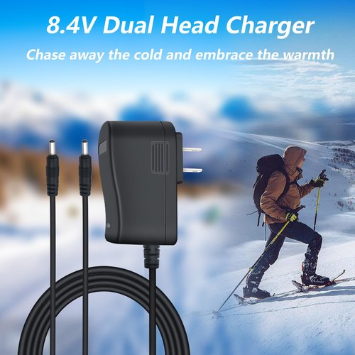 UAUSE 8.4V Dual Heated Glove Charger for 7.4V 3500mAh Li-Polymer Battery Replacement Charger Suitable for hat, Vest, Jacket and Socks (Battery not Included)