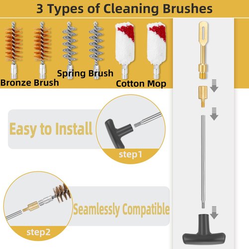 Magsaddle Shotgun Cleaning Kit for 12 Gauge, 12 GA Bronze and Spring Bore Brushes, Cotton Mops, Nylon Brush, Cleaning Pick, Brass Patch Holder, 33 inch Cleaning Rods with Zippered Compact Case