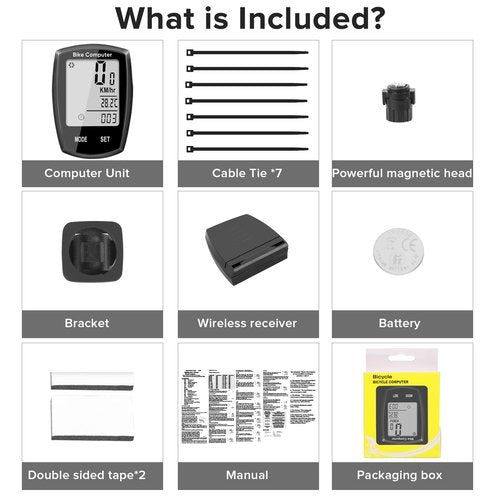 Bike Computer and Bicycle Odometer Wireless MPH KM/H Bike Speedometer with Automatic Wake-Up Cycling Speed Tracker Display & Single Mileage & Multi-Functions & Calories Statistics Accessories