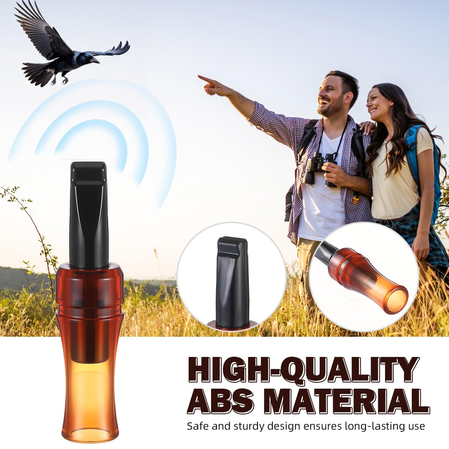 Silipull 1 Pcs Crow Caller Decoy to Attract Crows Portable Crow Bird Whistle with Realistic Sound Imitation Bird Entrapping Whistle Outdoor Hunting Ideal Gift for Newcomers Nature Enthusiasts (Brown)