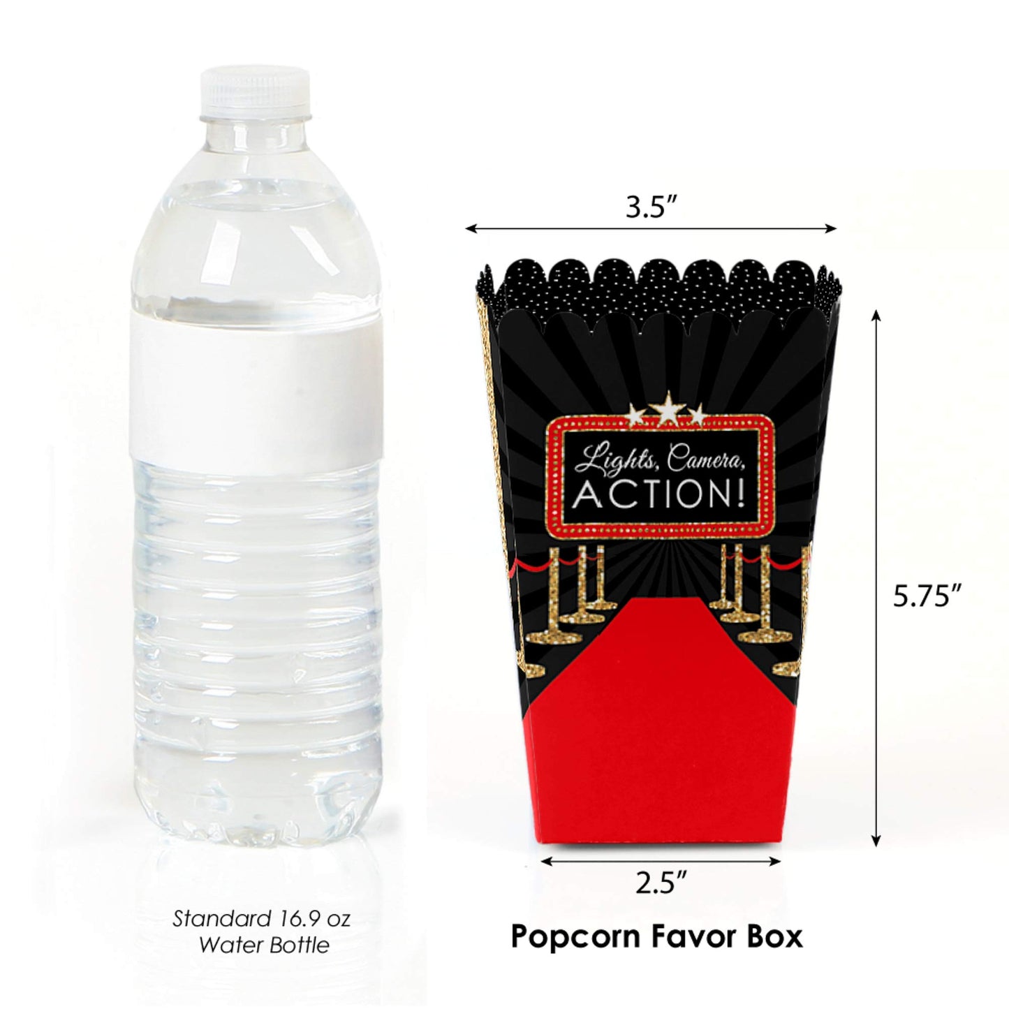 Big Dot of Happiness Red Carpet - Movie Night Party Favor Popcorn Treat Boxes, Like Being at the Theater, Small Party Favor - 12 Ct