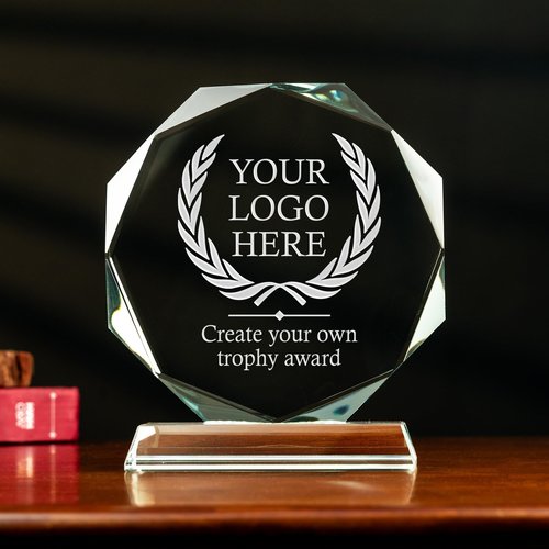 Lucy Engraving Personalized Crystal Award with Text & Logo, Free Design Assistance – Engraved Gift for Employee, Coworker Appreciation, Retirement – Custom 6" Glass Trophy & Plaque
