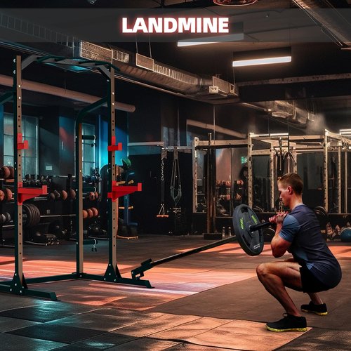 RUNFREELY SR007 2"X2" Squat Half Rack with Multi Grip Pull Up Bar and Plate Storage, 1000LBS Capacity Power Cage for Home Gym Weightlifting and Bench Press