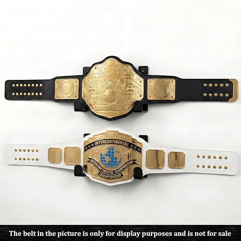 4Pack Black Acrylic Championship Belt Wall Mount Display Hangers – Minimalist Floating Belt Racks