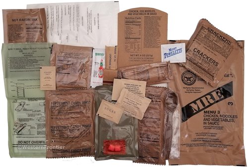 MRE U.S. Meals Ready to Eat (Variety Pack of 24) – (A or B Case Selected at Random) Nutritional Emergency Food Rations - Freeze Dried Food w/ Flameless Heater, Entree, Dessert, & More - MRE Kit for Emergency Survival, Hunting, & More