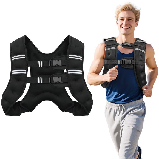 6lb/8lb/12lb/16lb/20Lb Weighted Vest Woman Men with Reflective Stripe, Chest Size Adjustable Strength Training Weight Vest for Walk Running Jogging