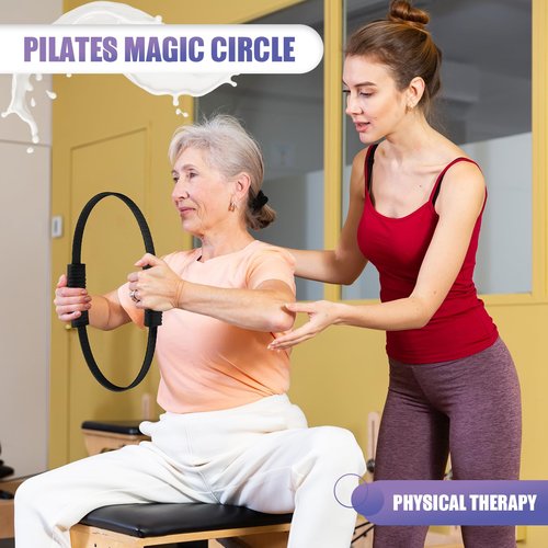 Paleclouds Pilates Ring, 13.5" Silicone Magic Circle with Training Poster & Portable Bag, Pilates Ring Circle for Inner Thigh Workout, Yoga, Lose Weight & Physical Therapy for Women - Black