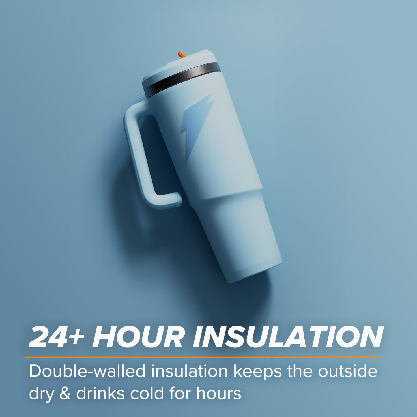 Gatorade Crossover Stainless Steel Tumbler Water Bottle, Light Blue, Double-Wall Insulation, 36 fl oz