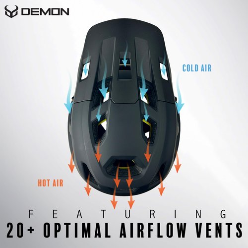 Demon United Podium X MIPS Full Face Mountain Bike Helmet- Removable Fit Pad Options- Advanced Venting System-Lightweight - Fullface DH BMX MTB Helmet (Midnight Stealth Black, Small/Medium 55-58 CM)