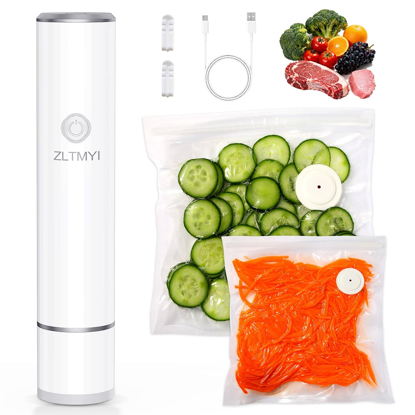 ZLTMYI Handheld Vacuum Sealer for Food with 20 Reusable Vacuum Bags