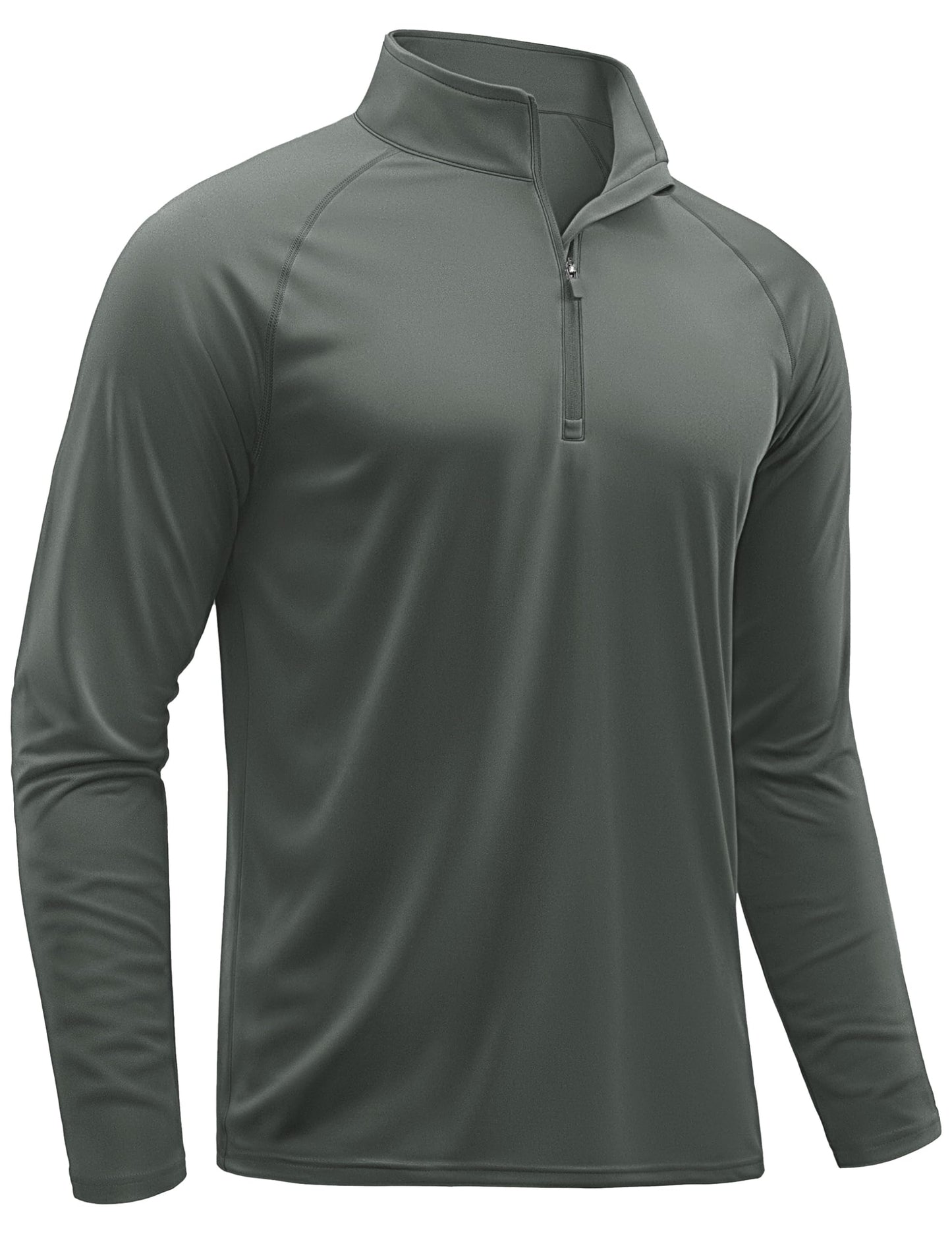 TACVASEN Mens Pullover Athletic T- Shirts Rash Guard for Men Long Sleeve Sun Proction Quarter Zip Quick Dry Fit Workout Shirts Dark Grey XXL
