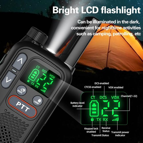 Walkie Talkies Long Range for Adults,Rechargeable FRS Walkie Talkies with Earpiece 2 Way Radio NOAA Walky Talky with Flashlight VOX 1500mAh Battery USB-C Charger for Camping Hunting Cruise Ship,2Pack