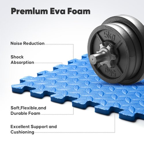 Home Gym Mat, Puzzle Exercise Mat, EVA Interlocking Foam Floor Tiles for Home Workout Equipment and Kids' Play Areas - Black, 24 in x 24 in x ½ in - 16 Tiles (Black, 16 Pack, 64 SQ FT)