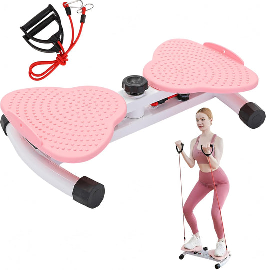 220 lbs Noiseless Anti-Slip Waist Twister Board - Ab Machine with Resistance Bands for Core Exercise & Slimming Waist, Home Gym Equipment Women & Men
