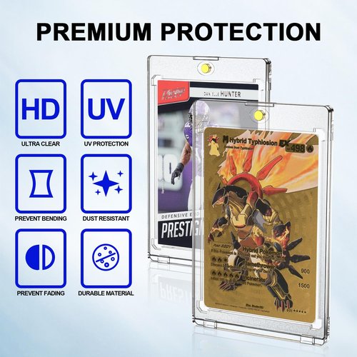CXWGZLM Magnetic Card Holder 35pt One Touch for Trading Cards Holder Card Protectors Hard Plastic Magnetic Card Case for Sports Card Baseball Card and Game Card Holder Display Case (50 Pack)