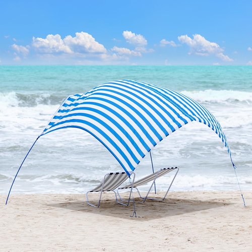ALYCASO Beach Wind Shade Canopy, Shade Sun Shelter Tent for Beach, Backyard, Grassland, Park, Light Weight, Easy Set Up, 78 Sq. Ft. of Shade for 1-3 People, Lite Regatta Stripe