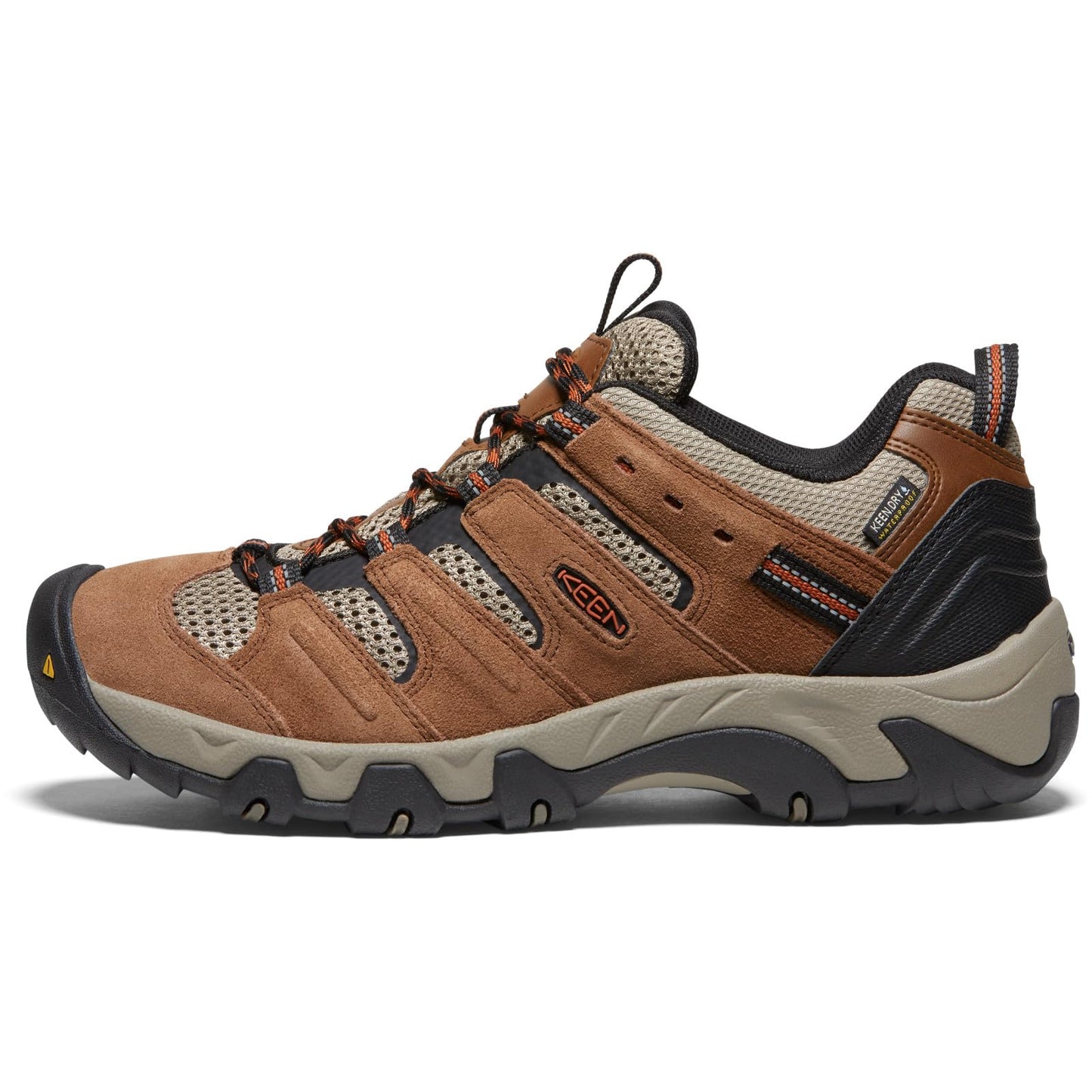 KEEN Men's Headout Low Height Waterproof All Terrain Hiking Shoes, Bison/Fossil Orange, 11.5