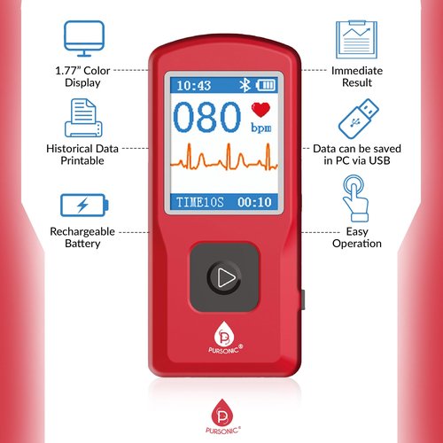Portable EKG Monitor & Heart Rate Monitor with LCD Screen & Storage - Stand-Alone ECG Device for Tracking Heart Health Anytime, Anywhere, No Subscription Required