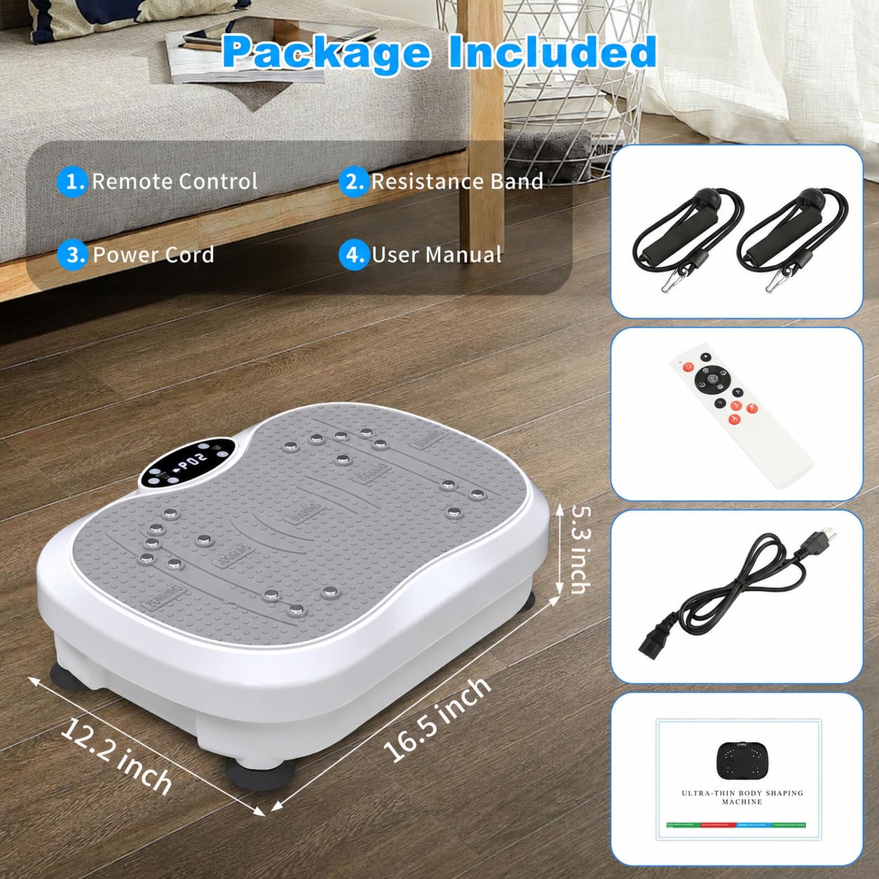 NISILIN Vibration Plate Exercise Machine for Lymphatic Drainage with 200 Levels, Whole Body Fitness Workout Equipment Stand Shake Board Sport Gym for Weight Loss Fat Burner for Women Men (White)