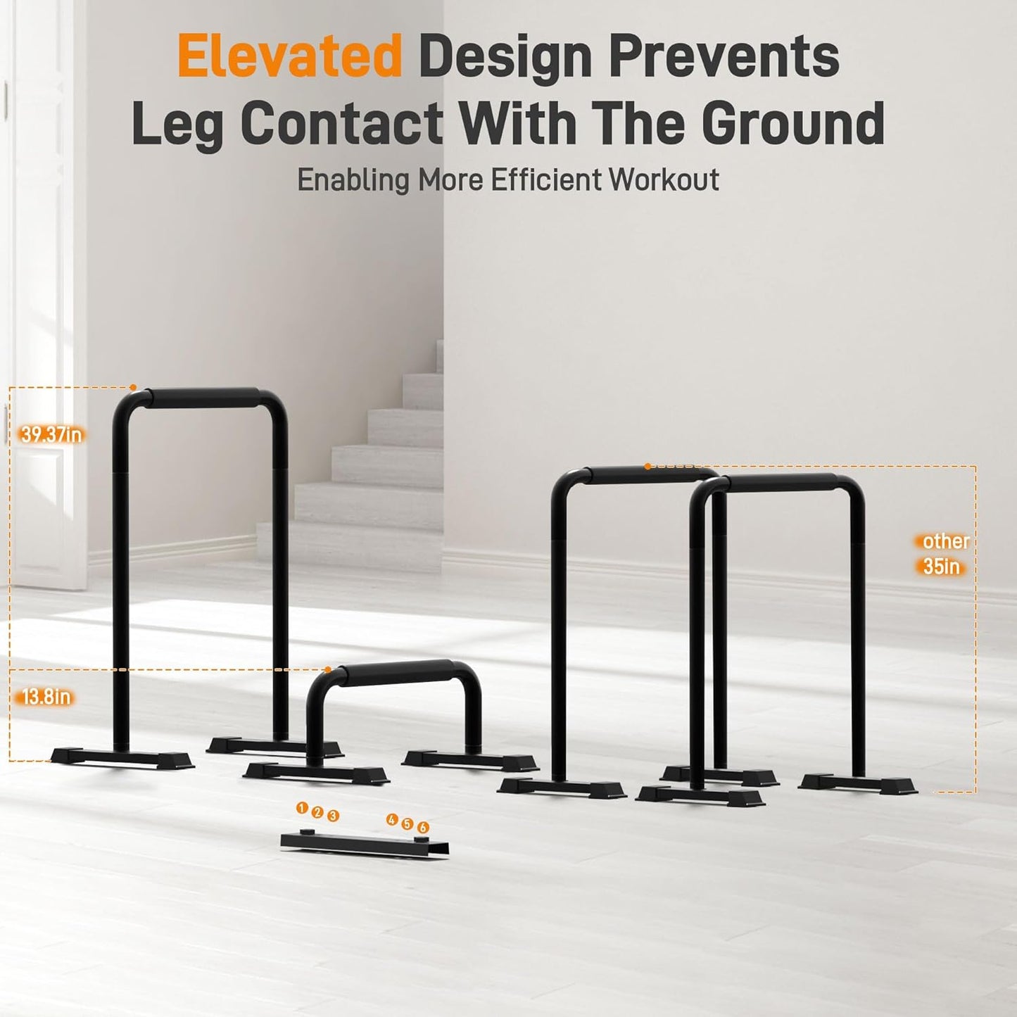 2-in-1 Adjustable Dip Bar Pro Max - Heavy Duty Parallel Bars with Connecting Parts, Extra Tall & Thickened Steel Design for Home Gym, Calisthenics & Strength Training