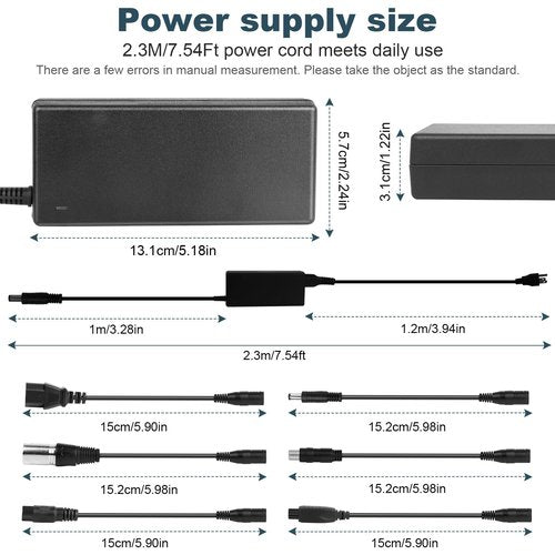 42V 2A Universal Scooter Charger with 7 Connections, 7 in 1 for Jetson, Gotrax Bike Electric Scooter, ninebot Electric Scooter Charger for 36V 10S Li-ion Battery.