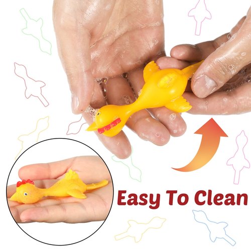Sumind 30 Pcs Rubber Chicken Slingshot Flying Chicken Fingers Stretchy Turkey Shooter for Party Favors Gift Goodie Bag Stuffers(Turkey,Vibrant Colors)