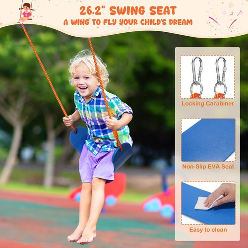 Amictoy Swing Set for Backyard with Stand - Heavy Duty 440lbs Metal A-Frame Outdoor Playset with 32" Saucer Swing & 26.2" Seats