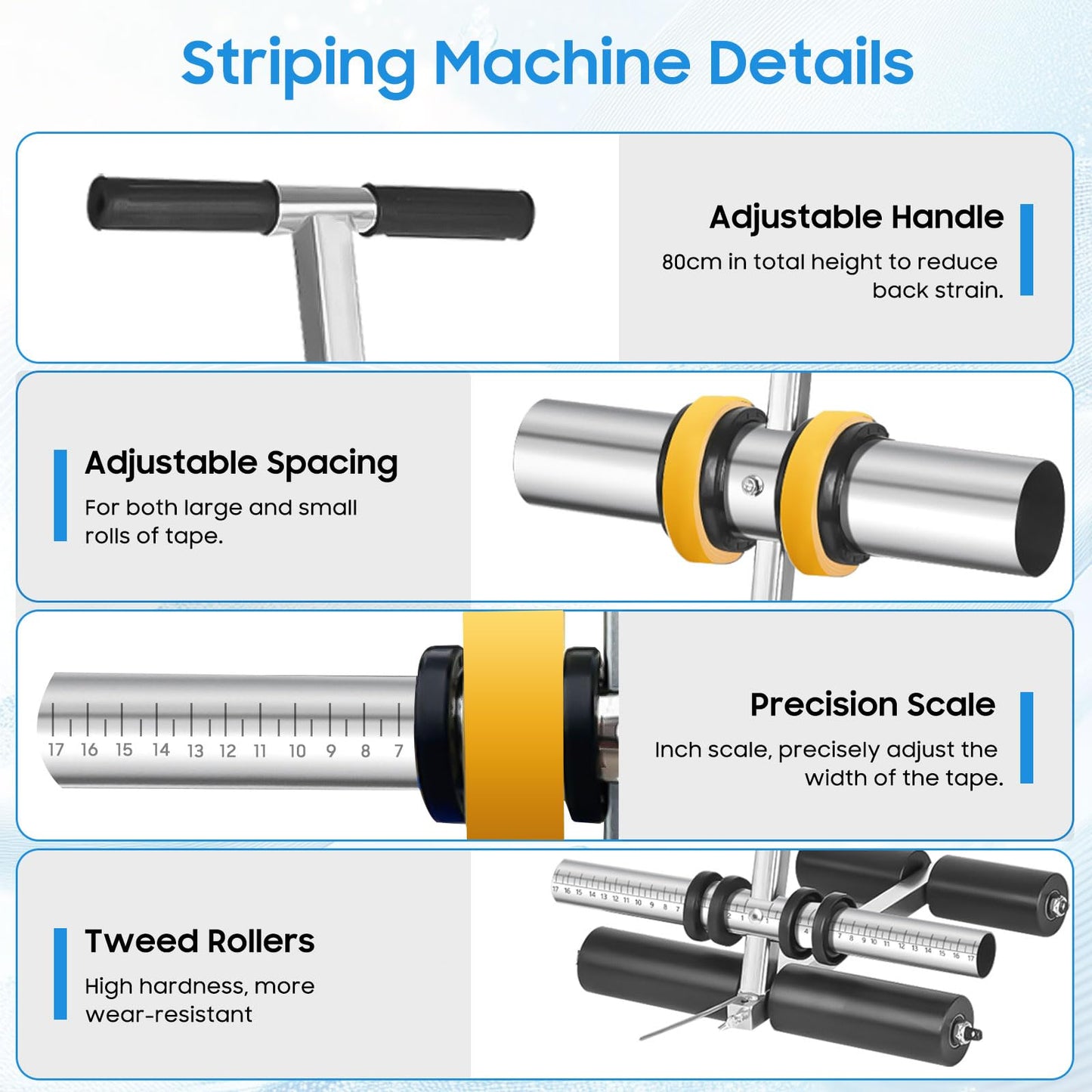 Julymoda Court Line Tape Machine, Hand Pushed Basketball Court Line Striping Machine, Field Line Striping Marking Machine, Floor Paint Tape Applicator for Parking Lots, Driveway, Playground