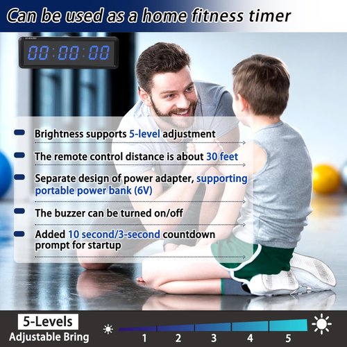 BS-MIAOBO Independent Button Type 1.5-inch Fitness Room Rest Timer, Suitable for Gym Exercise/School/Home Exercise/Boxing Gym/Indoor Rock Climbing (1.5 inch 6-Digit Blue)