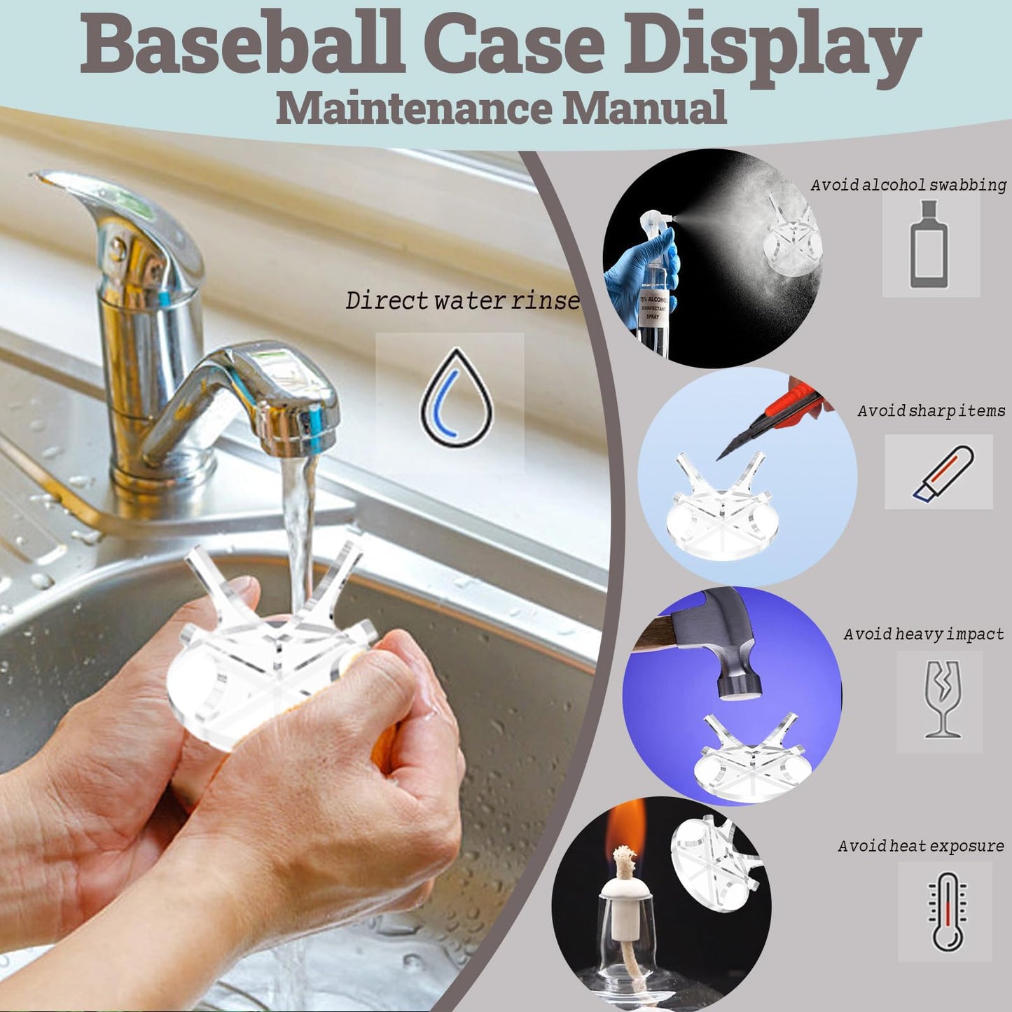 QIOOLEEO 2Pcs Acrylic Baseball Holder Display Case Display for Balls Suitable for Baseball, Golf Softball, Tennis Ball Spheres, Thanksgiving Pumpkin Ball, Wooden Eggs Clear Baseball Stand
