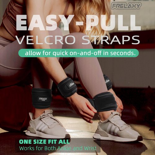 Frelaxy Ankle Weights Sets for Women Men Kids 1lb 2lb 3lb Pairs with Adjustable Straps, Strength weighted for Physical Therapy Running Walking Fitness Gym Workout (Black/White, 2 lbs x 2)